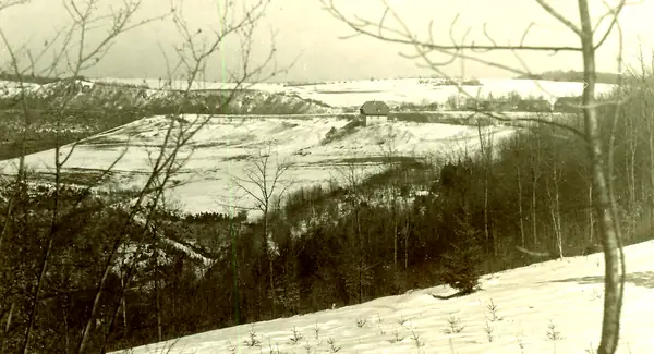 Blick von der Immenreute ins verschneite Tal